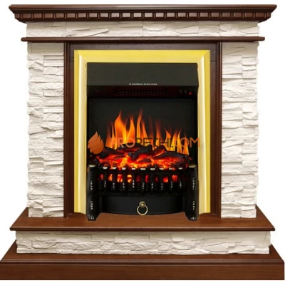 Каминокомплект Royal Flame Calgary - Дуб / Сланец белый с очагом Fobos FX Brass