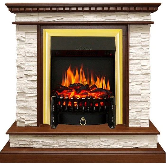 Каминокомплект Royal Flame Calgary - Дуб / Сланец белый с очагом Fobos FX Brass