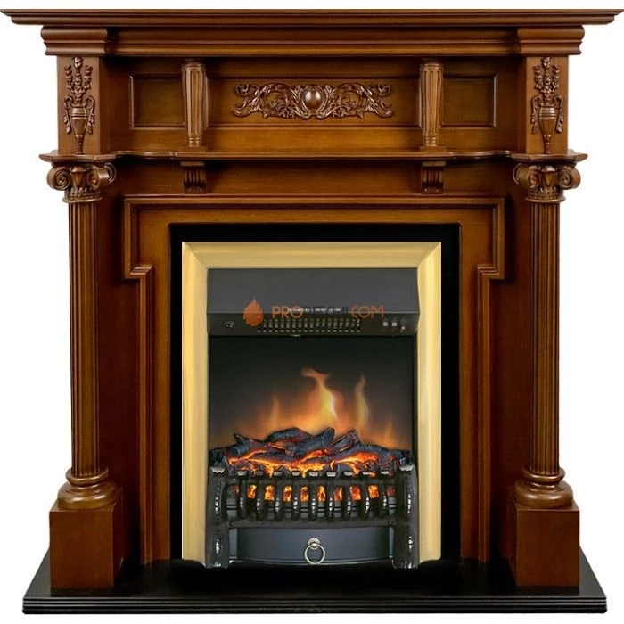 Каминокомплект Royal Flame Oxford - Орех с очагом Fobos FX Brass