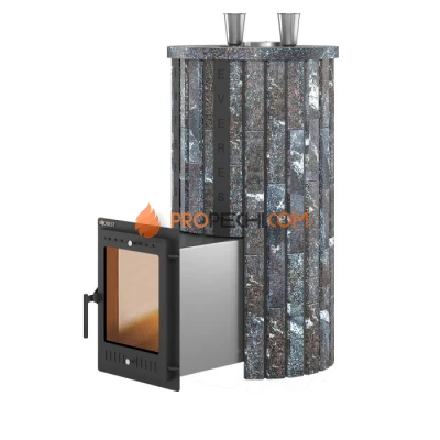 Дровяная печь для бани Эверест Steam Master 44 INOX Ламель Амфиболит, S-20