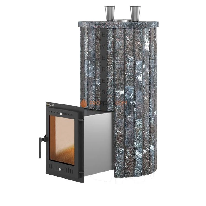 Дровяная печь для бани Эверест Steam Master 44 INOX Ламель Амфиболит, S-20