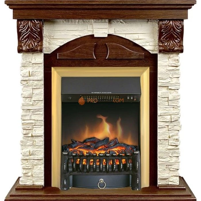 Каминокомплект Royal Flame Dublin (Разборный) - Орех каньон / Сланец с очагом Fobos FX Brass