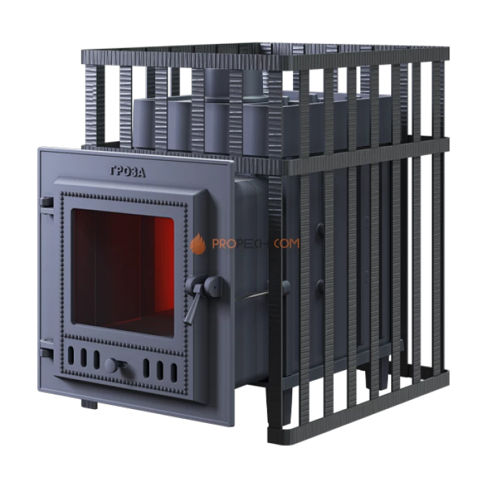 Чугунная печь для бани Гефест Гроза 18М в сетке