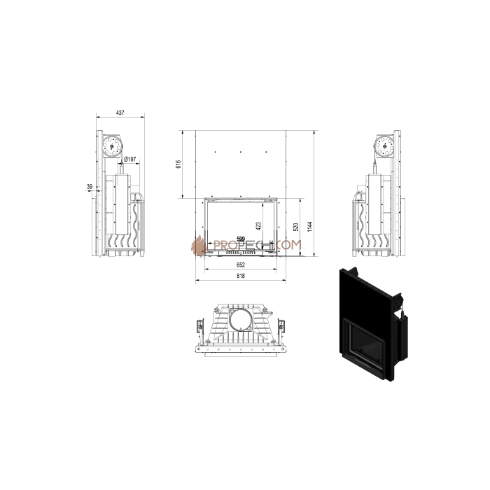 Каминная топка Kratki Eryk/G (гильотина)