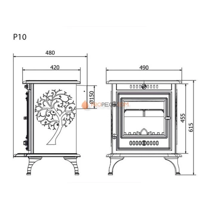 Печь-камин KAWMET (P 10)
