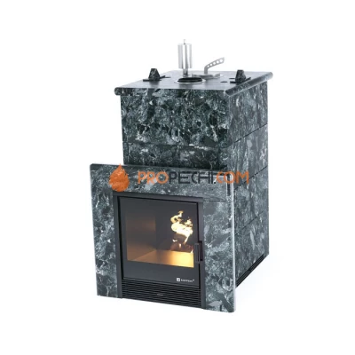 Дровяная печь для бани ИзиСтим Сочи в полноценном кожухе из пироксенита
