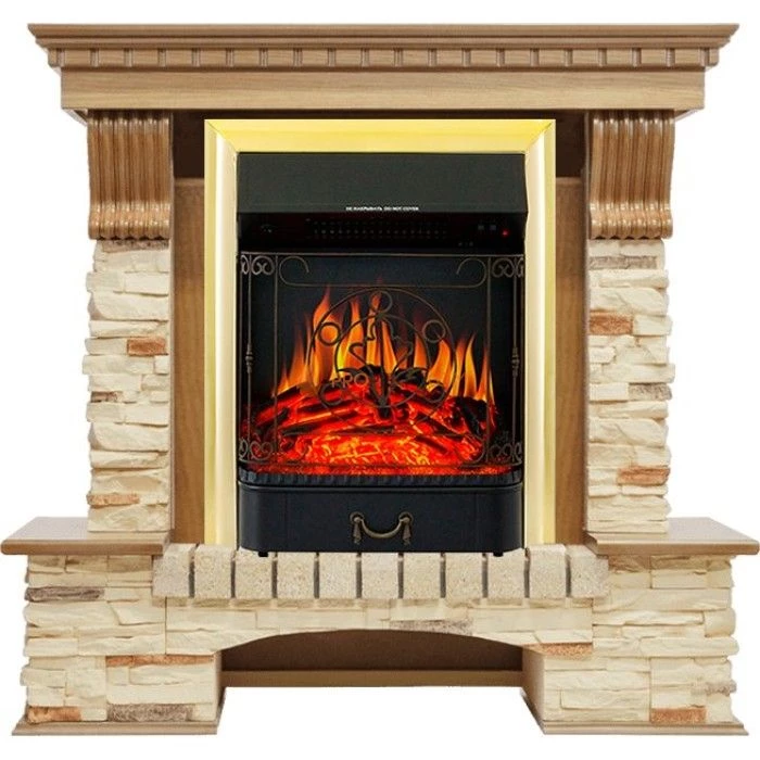 Каминокомплект Royal Flame Pierre Luxe - Дуб / Сланец с очагом Majestic FX Brass