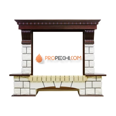 Портал Royal Flame Pierre Luxe - Темный дуб / Белый (Ширина 1320мм)