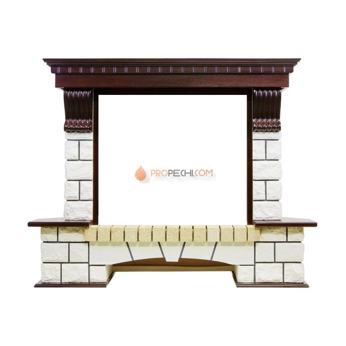 Каминокомплект Royal Flame Pierre Luxe угловой - Темный дуб / Белый (Высота 1045мм) с очагом Dioramic 28 LED FX