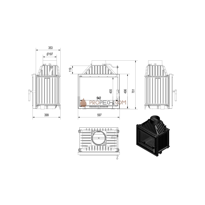 Каминная топка Kratki Maja/DECO