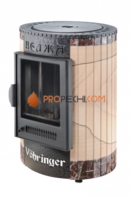 Печь-камин Ферингер "Окаменевшее дерево" перенесённый рисунок + Россо Леванте