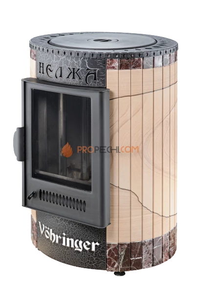 Печь-камин Ферингер "Окаменевшее дерево" перенесённый рисунок + Россо Леванте