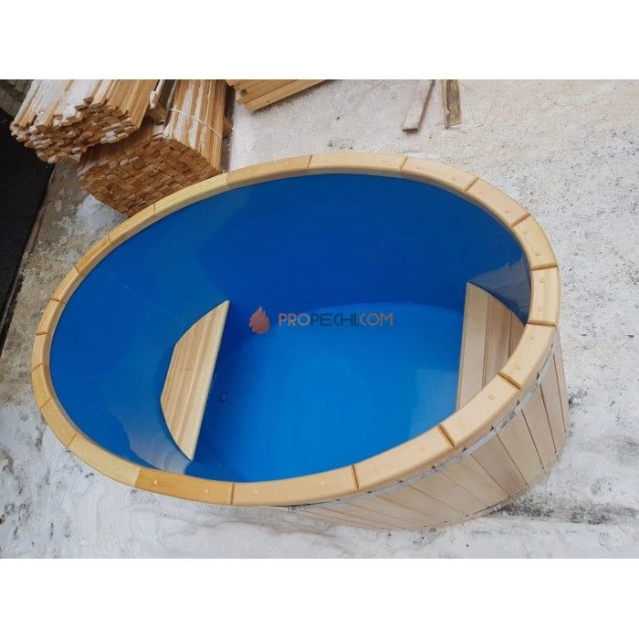 Купель овальная НКЗ PREMIUM из кедра, с пластиковой вставкой, 120x78x100 см