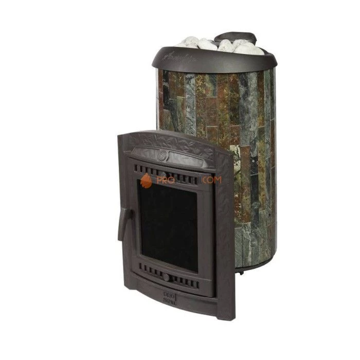 Чугунная печь для бани Атмосфера XL КТТ ламели Жадеит наборный