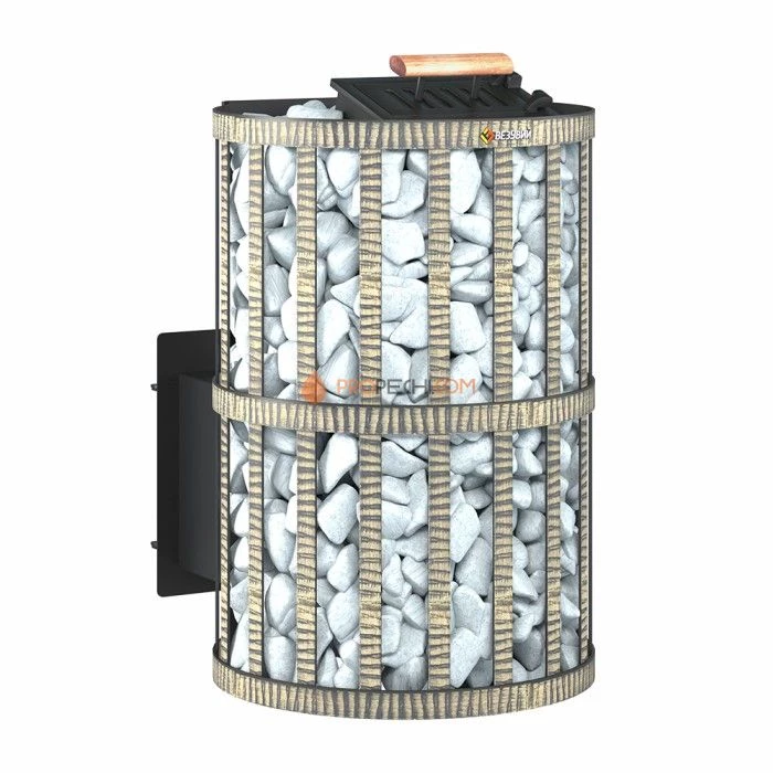 Дровяная печь для бани Везувий Скиф с закрытой каменкой Ковка (210) М