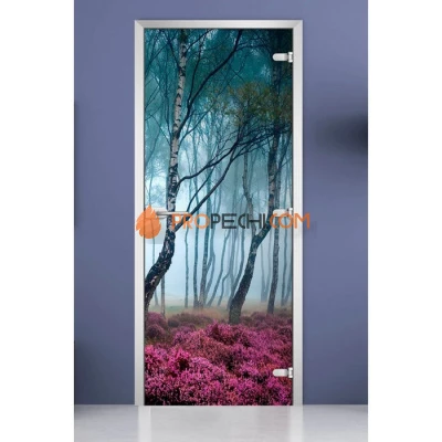 Стеклянная межкомнатная дверь DoorWood с фотопечатью Forest-07, 2000х700 мм