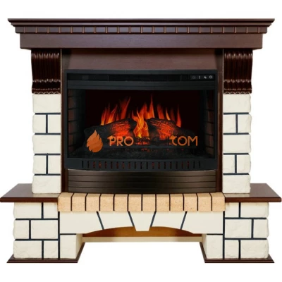 Каминокомплект Royal Flame Pierre Luxe - Темный дуб / Белый (Высота 1075мм) с очагом Dioramic 26 LED FX