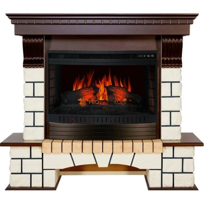 Каминокомплект Royal Flame Pierre Luxe - Темный дуб / Белый (Высота 1075мм) с очагом Dioramic 26 LED FX