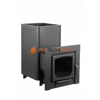 Дровяная печь для бани Варвара Паленица удлиненная топка Панорамная дверь