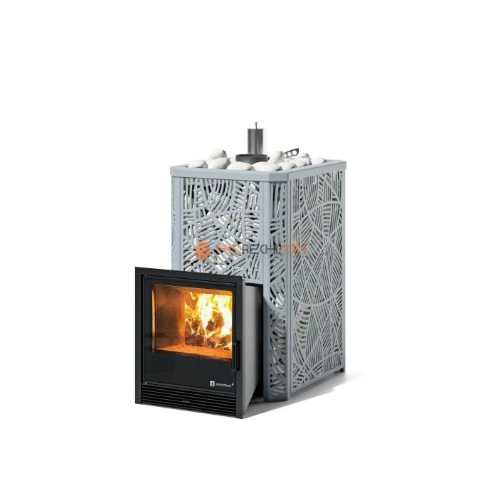 Дровяная печь для бани ИзиСтим Ялта 25/2024 в кожухе Модерн серый