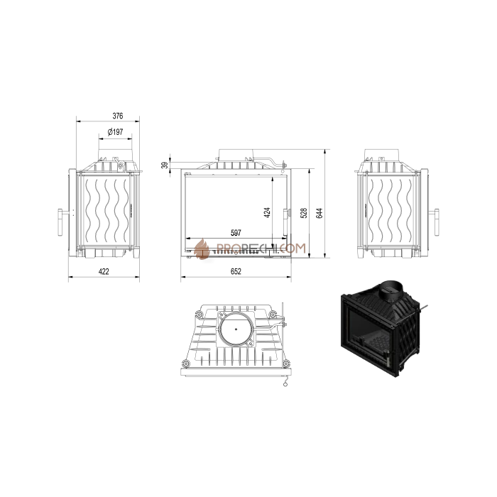 Каминная топка Kratki Eryk/DECO