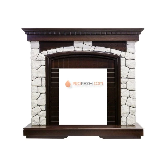 Каминокомплект Dimplex Glasgow - Темный дуб / Белый с очагом Danville Antique Brass FB2