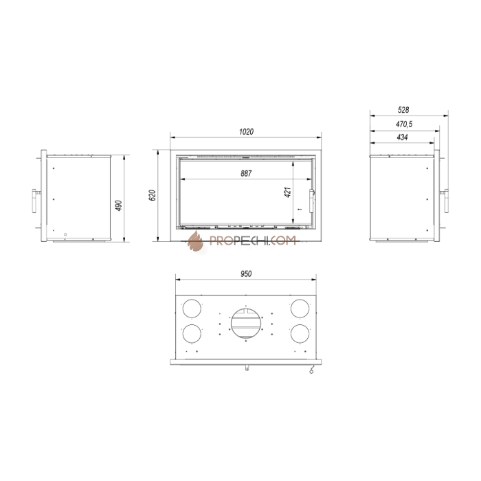 Каминная топка Kratki ARKE/95 (14 кВт)