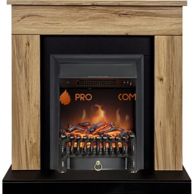 Каминокомплект Royal Flame Bergen (Разборный) - Дуб галифакс (Ширина 900 мм) с очагом Fobos FX Black