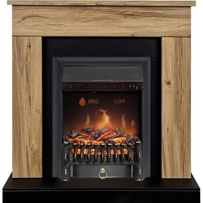 Каминокомплект Royal Flame Bergen (Разборный) - Дуб галифакс (Ширина 900 мм) с очагом Fobos FX Black