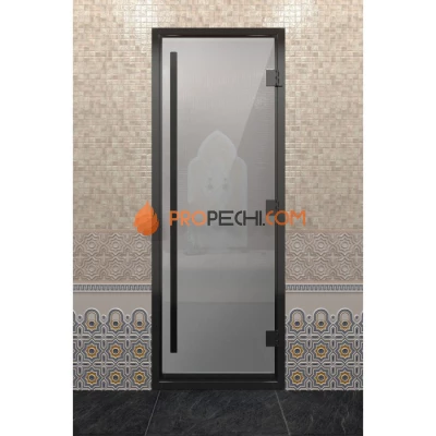 Дверь для хамама DoorWood Престиж Черный профиль Сатин, 2100х900 мм