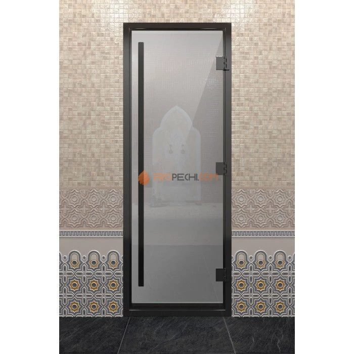 Дверь для хамама DoorWood Престиж Черный профиль Сатин, 2000х800 мм