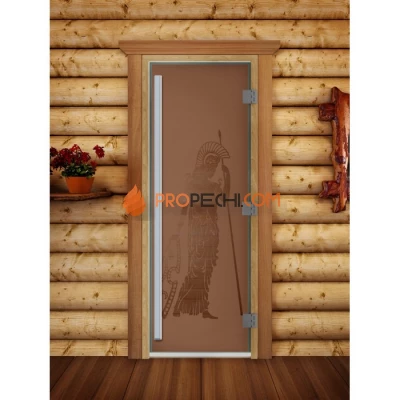 Дверь для бани DoorWood Престиж с рисунком Рим Бронза матовая, 1900x700 мм