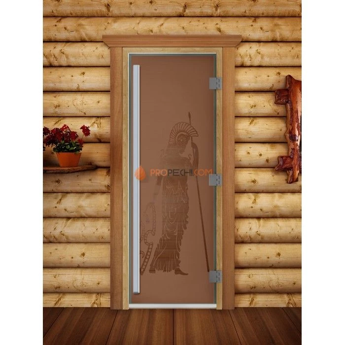 Дверь для бани DoorWood Престиж с рисунком Рим Бронза матовая, 1900x700 мм