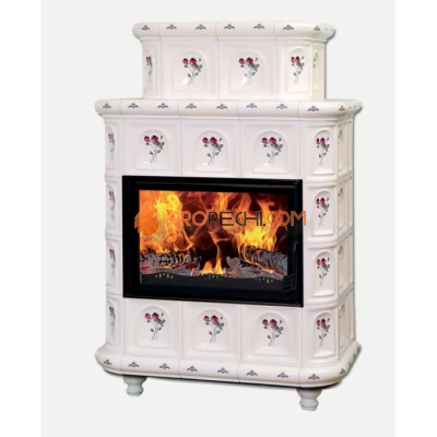 Печь-камин ЭкоКамин Эльзас бежевый Роза