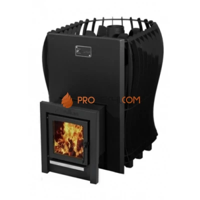 Дровяная печь для бани Вулкан Этна 20 Премиум тоннель стекло