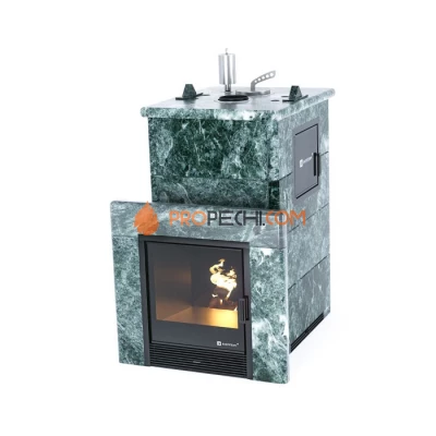 Дровяная печь для бани ИзиСтим Сочи М2 в полноценном кожухе из змеевика