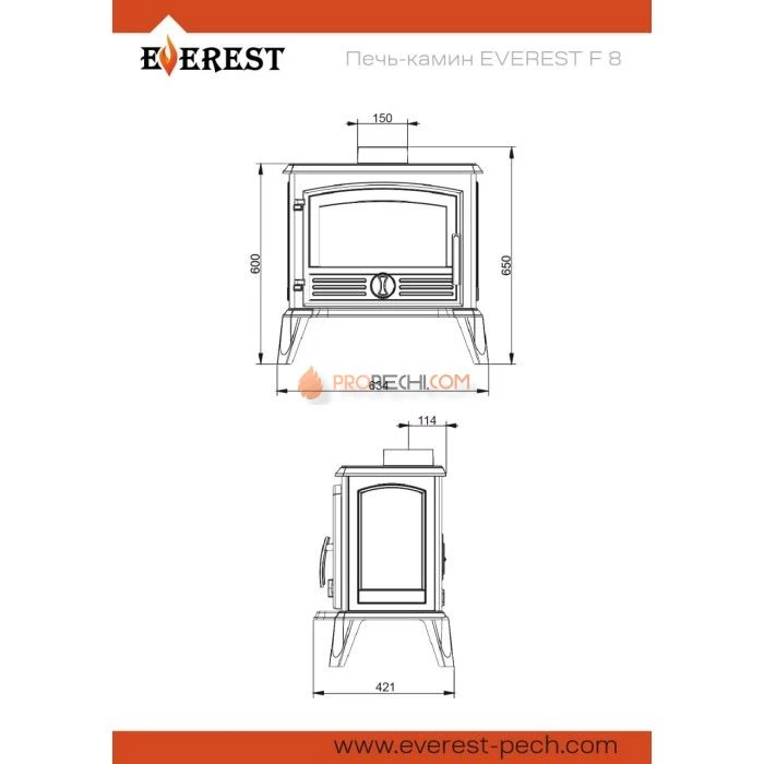 Печь-камин Эверест F8