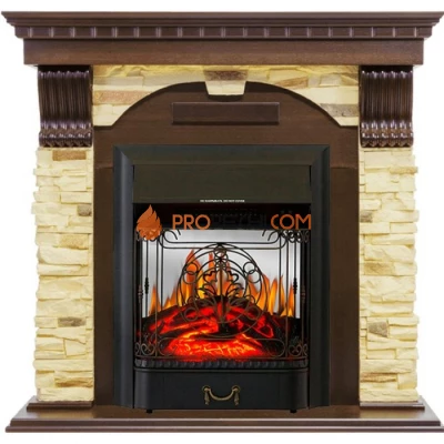 Каминокомплект Royal Flame Dublin угловой - Темный дуб / Сланец с очагом Majestic FX M Black