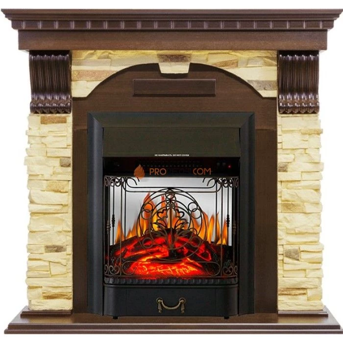 Каминокомплект Royal Flame Dublin угловой - Темный дуб / Сланец с очагом Majestic FX M Black