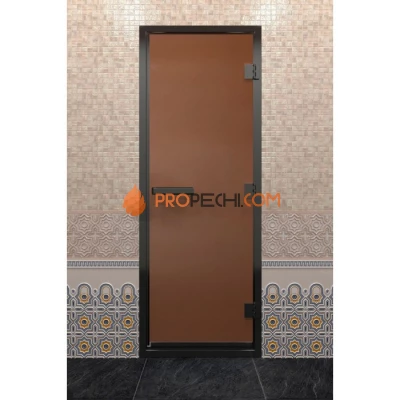 Дверь для хамама DoorWood Черный профиль Бронза матовая, 1900х700 мм