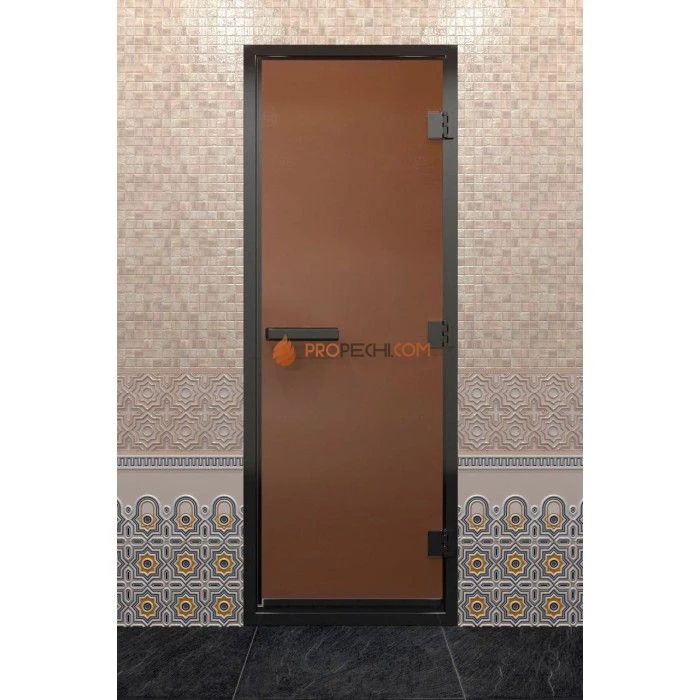 Дверь для хамама DoorWood Черный профиль Бронза матовая, 2000х800 мм