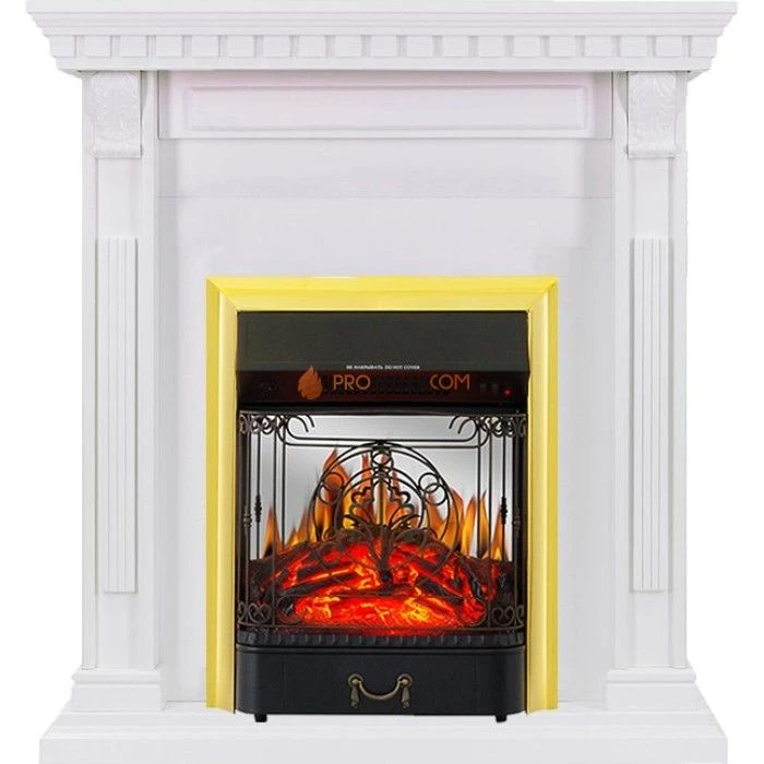 Каминокомплект Royal Flame Orlean - Белый с очагом Majestic FX M Brass