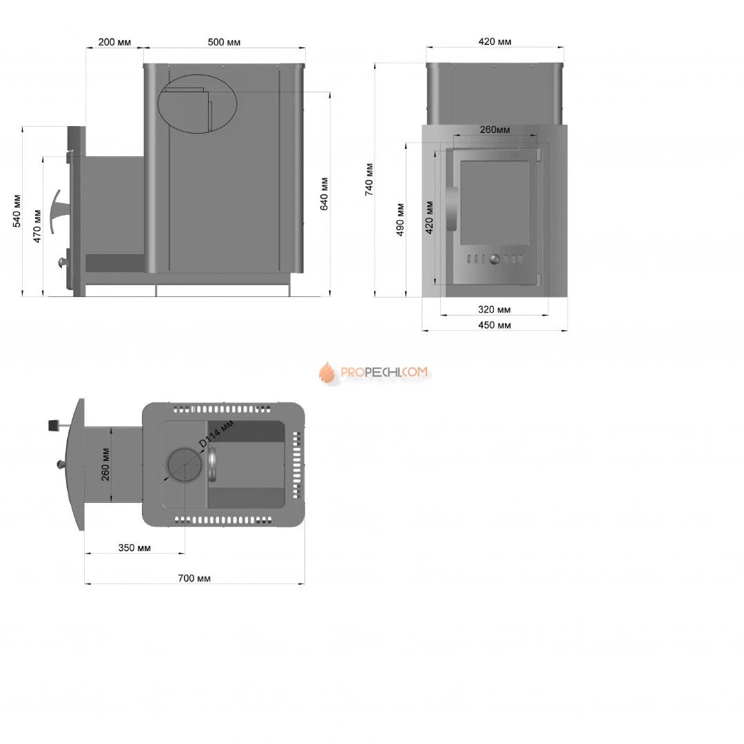 Банная печь Березка "Фаворит" 15 Каминная дверца