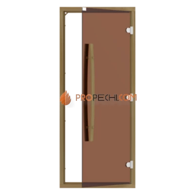 Дверь для бани стеклянная SAWO 742-4SGD-1 8/19, бронза, с порогом, кедр, изогнутая ручка