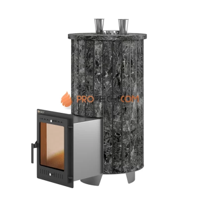 Дровяная печь для бани Эверест Steam Master 44 INOX Ламель Пироксенит, S-20