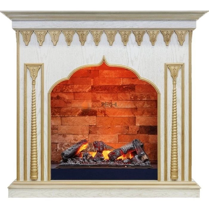 Каминокомплект Dimplex Abu-Dabi - Белый дуб, патина золото с очагом Cassette 600 NH