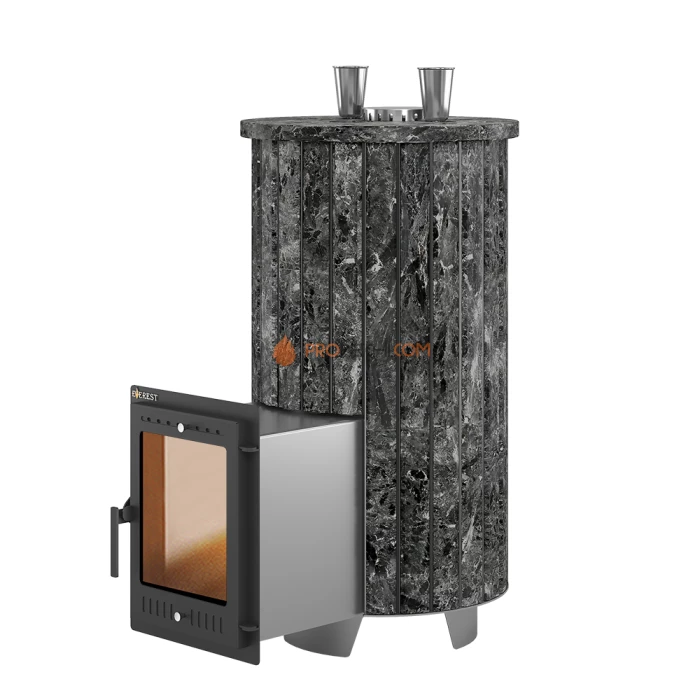 Дровяная печь для бани Эверест Steam Master 44 INOX Ламель Пироксенит, S-20