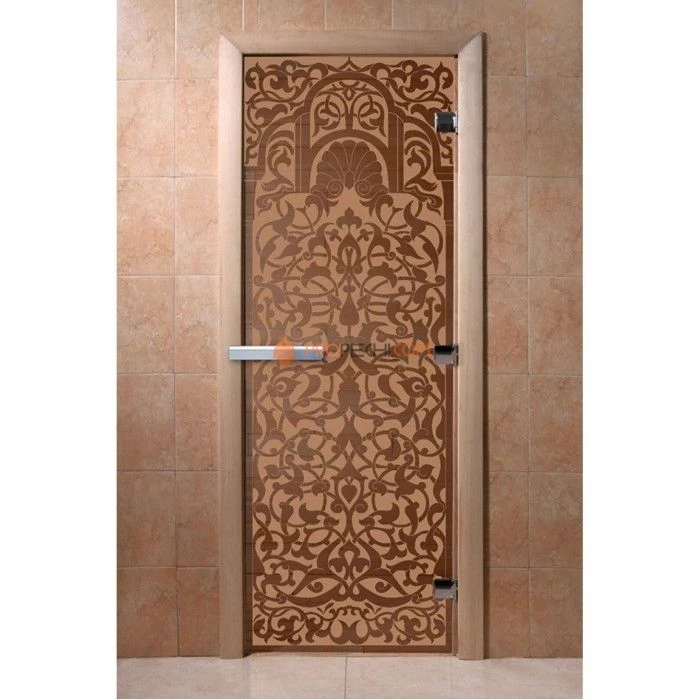 Дверь для бани DoorWood с рисунком Флоренция Бронза матовая, 1900x600 мм