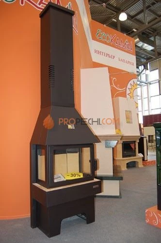 Печь-камин ЭкоКамин Бавария 3 стекла черная