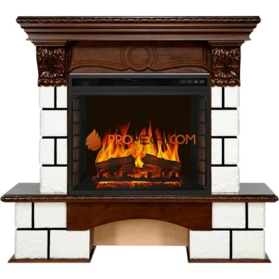 Каминокомплект Royal Flame Pierre Luxe - Белый / Темный дуб с очагом Vision 23 EF LED FX